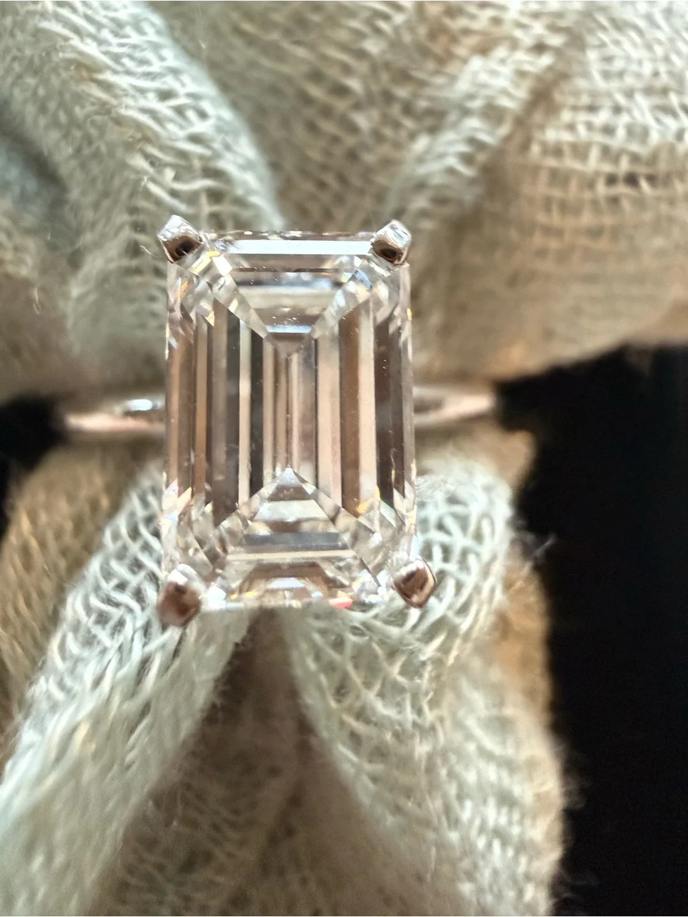14K White Gold 2.09 CT Lab Diamond Emerald Cut Ring